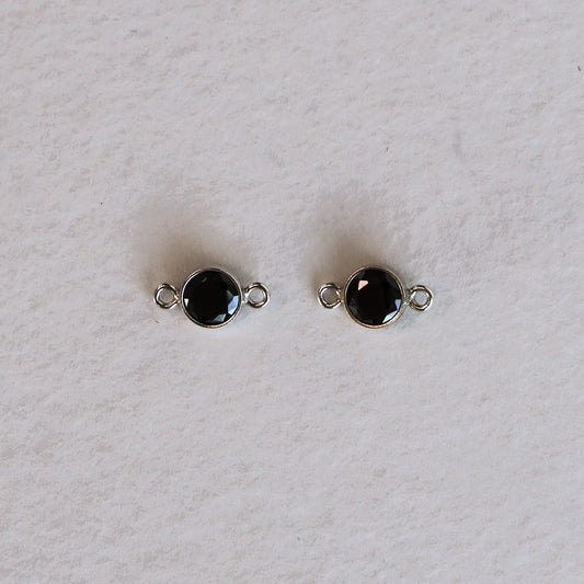 Black CZ Connector 4mm - Set of 2