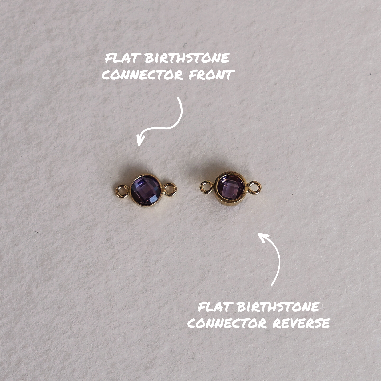 Flat Birthstone Connector 4mm - Set of 12
