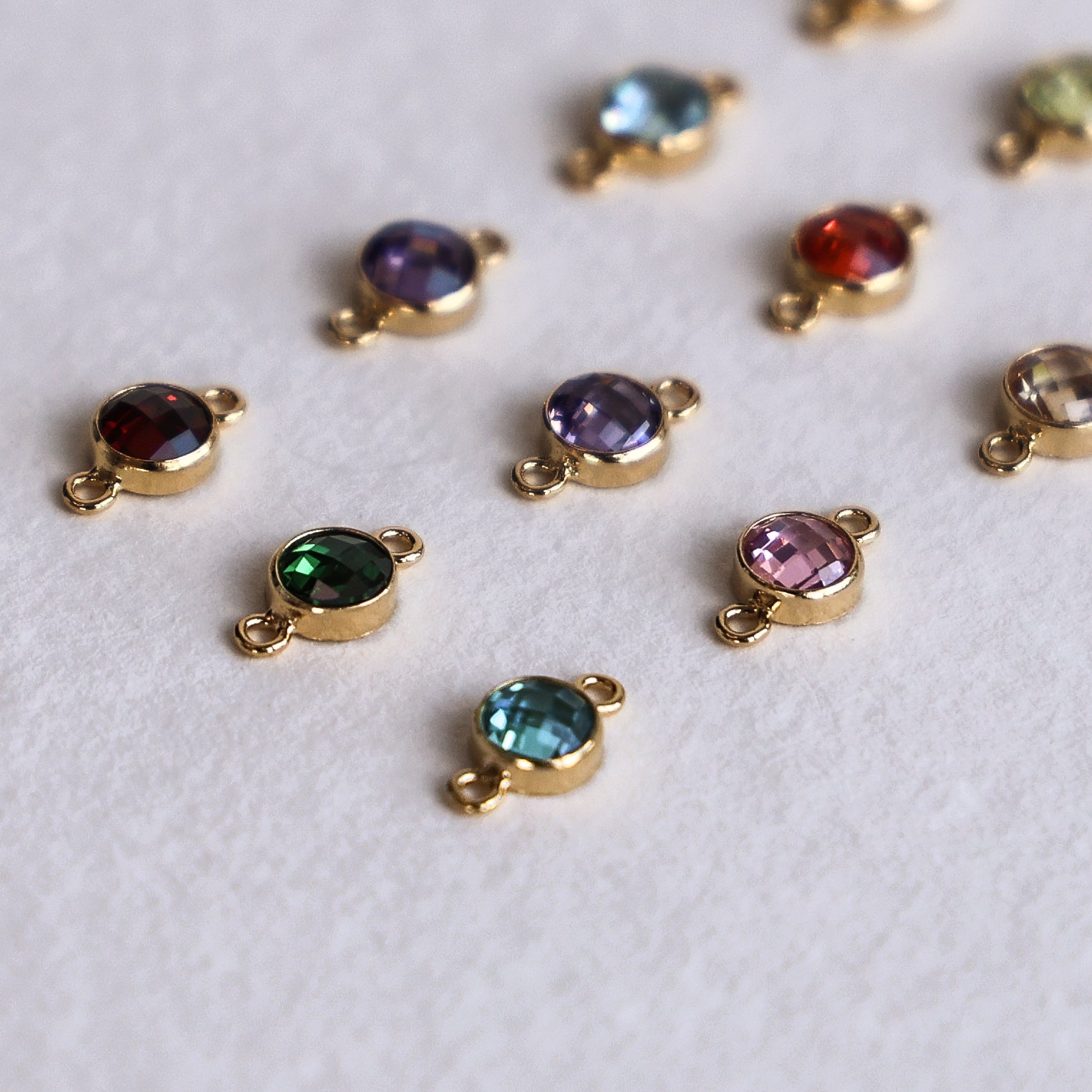 Flat Birthstone Connector 4mm - Set of 12