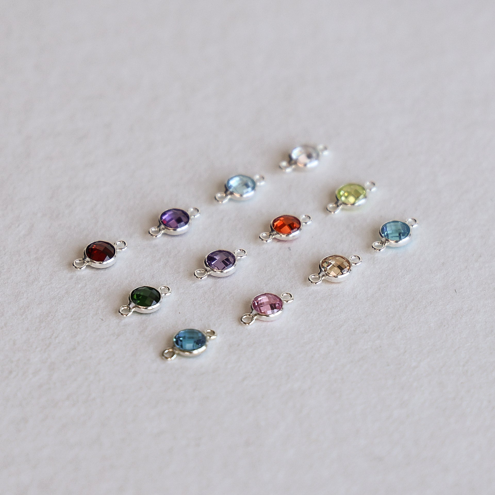 Flat Birthstone Connector 4mm - Set of 12