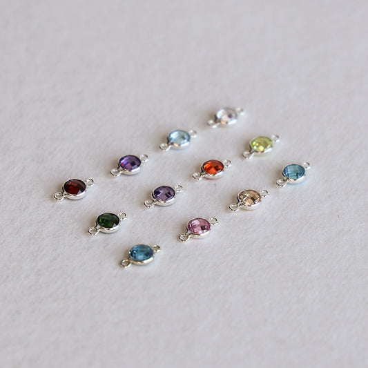 Flat Birthstone Connector 4mm - Set of 12