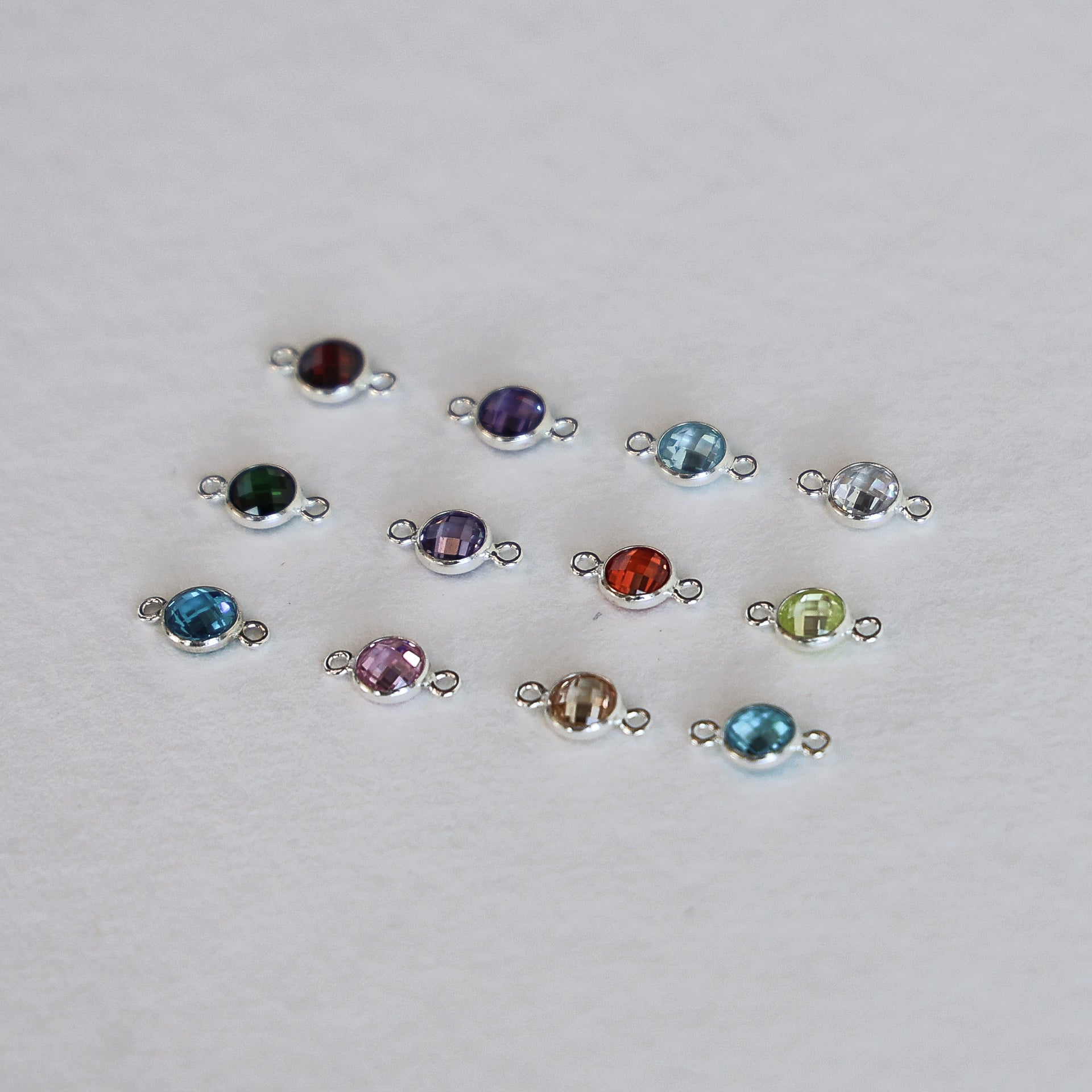 Flat Birthstone Connector 4mm - Set of 12