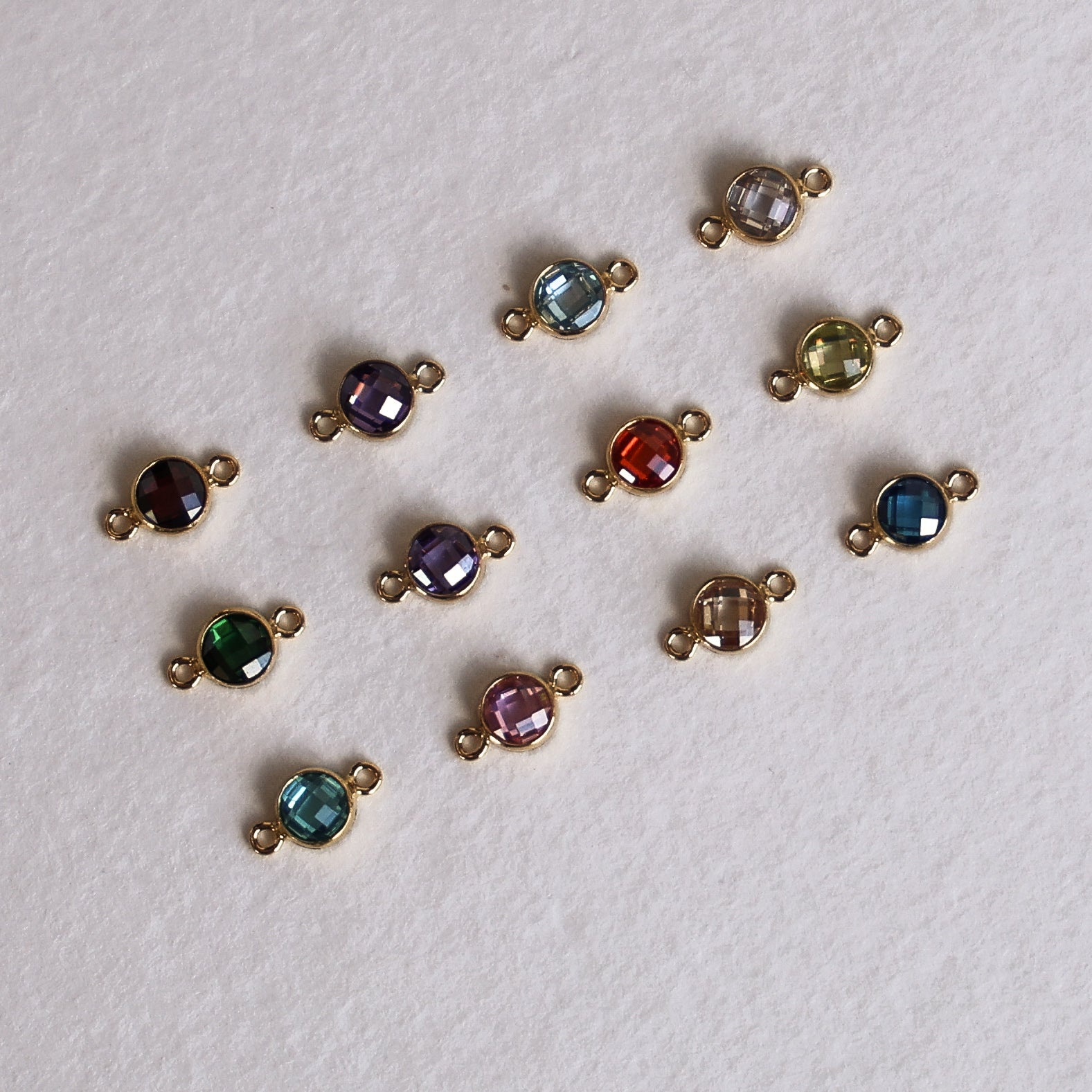 Flat Birthstone Connector 4mm - Set of 12