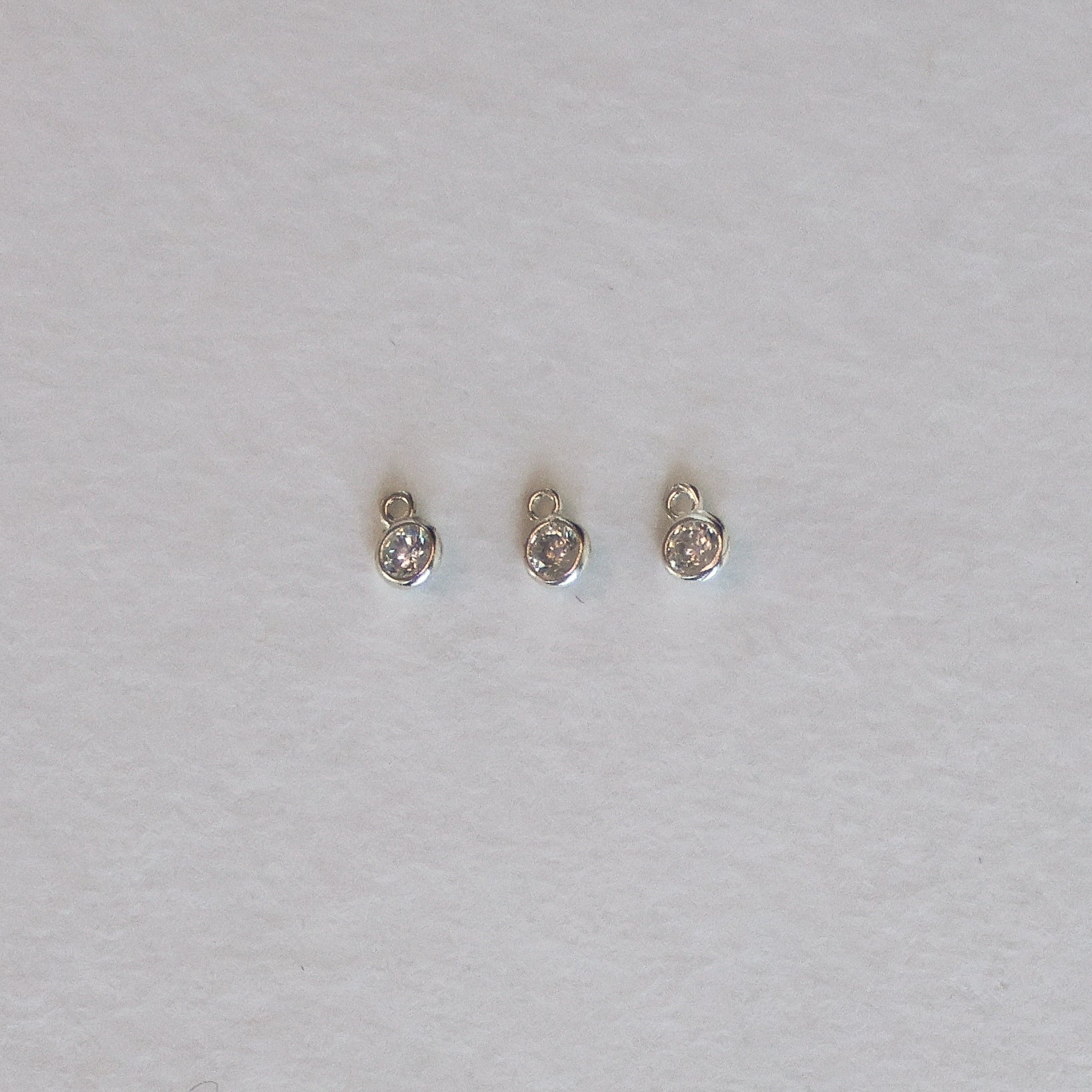 Clear CZ Charm 3mm - Set of 3