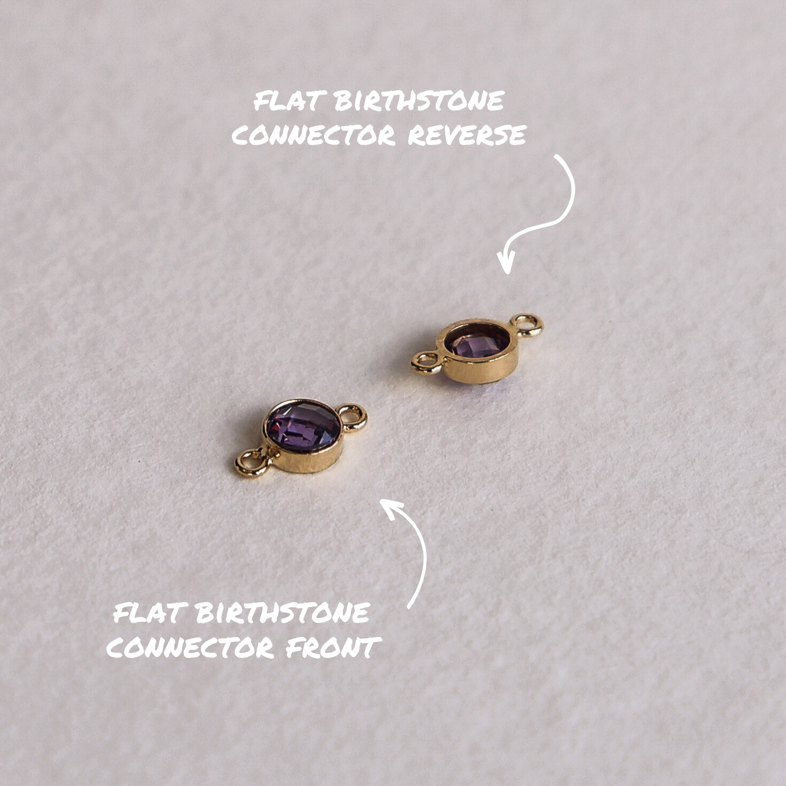 Flat Birthstone Connector 4mm - Set of 12