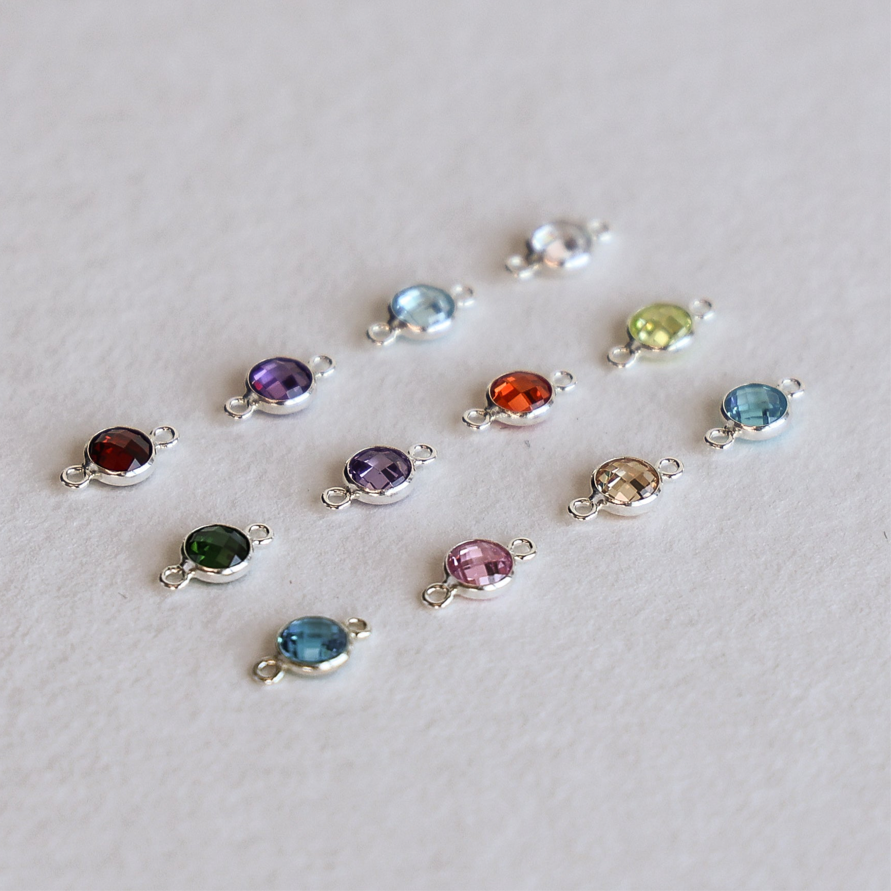 Flat Birthstone Connector 4mm - Set of 12