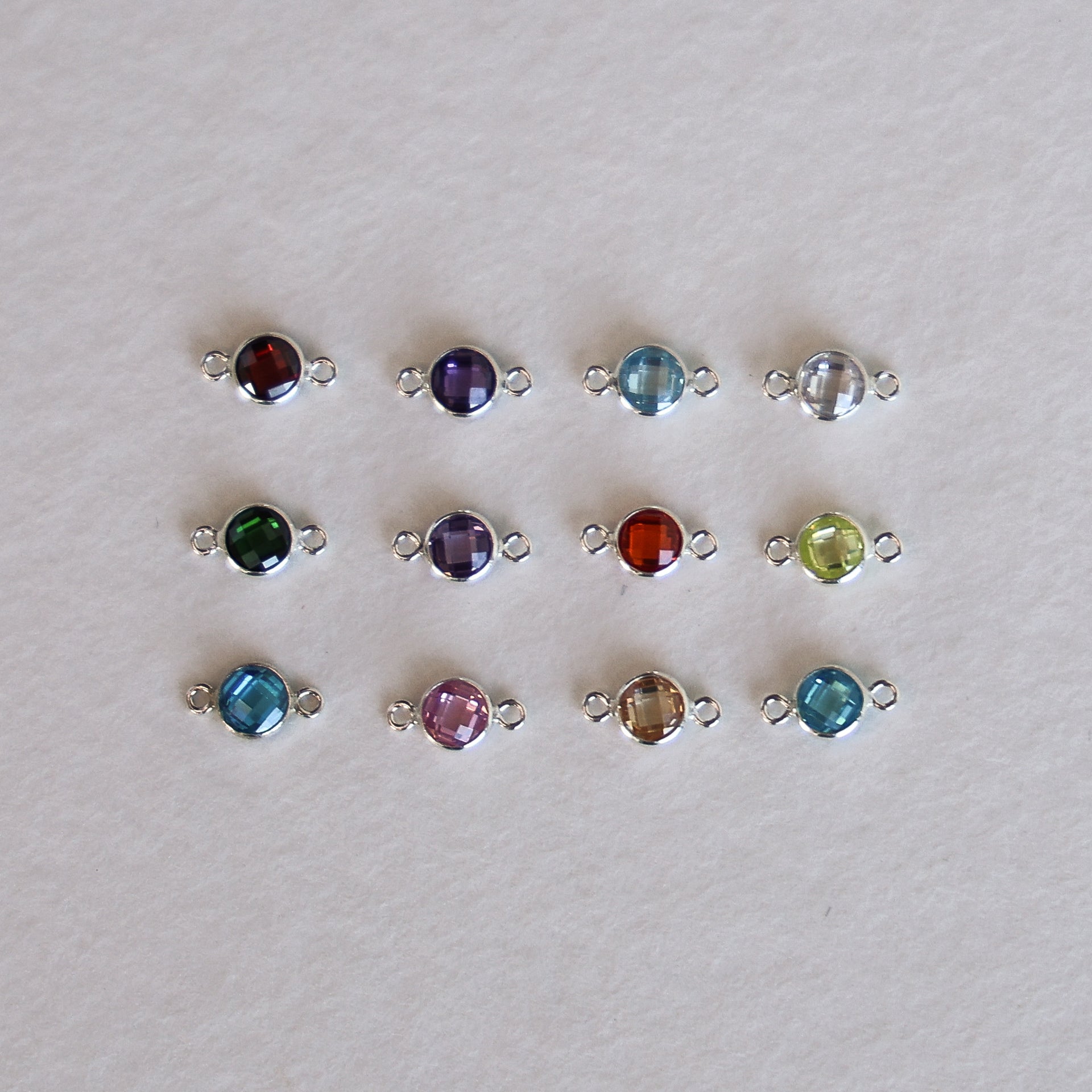 Flat Birthstone Connector 4mm - Set of 12