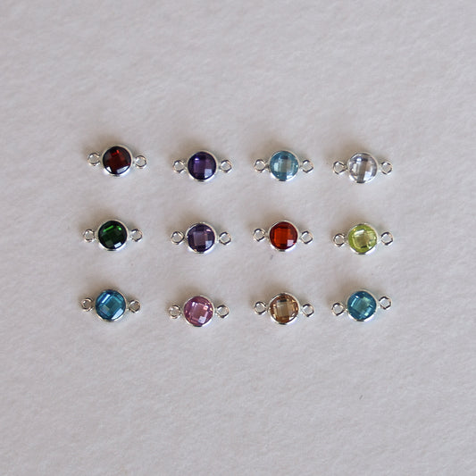 Flat Birthstone Connector 4mm - Set of 12